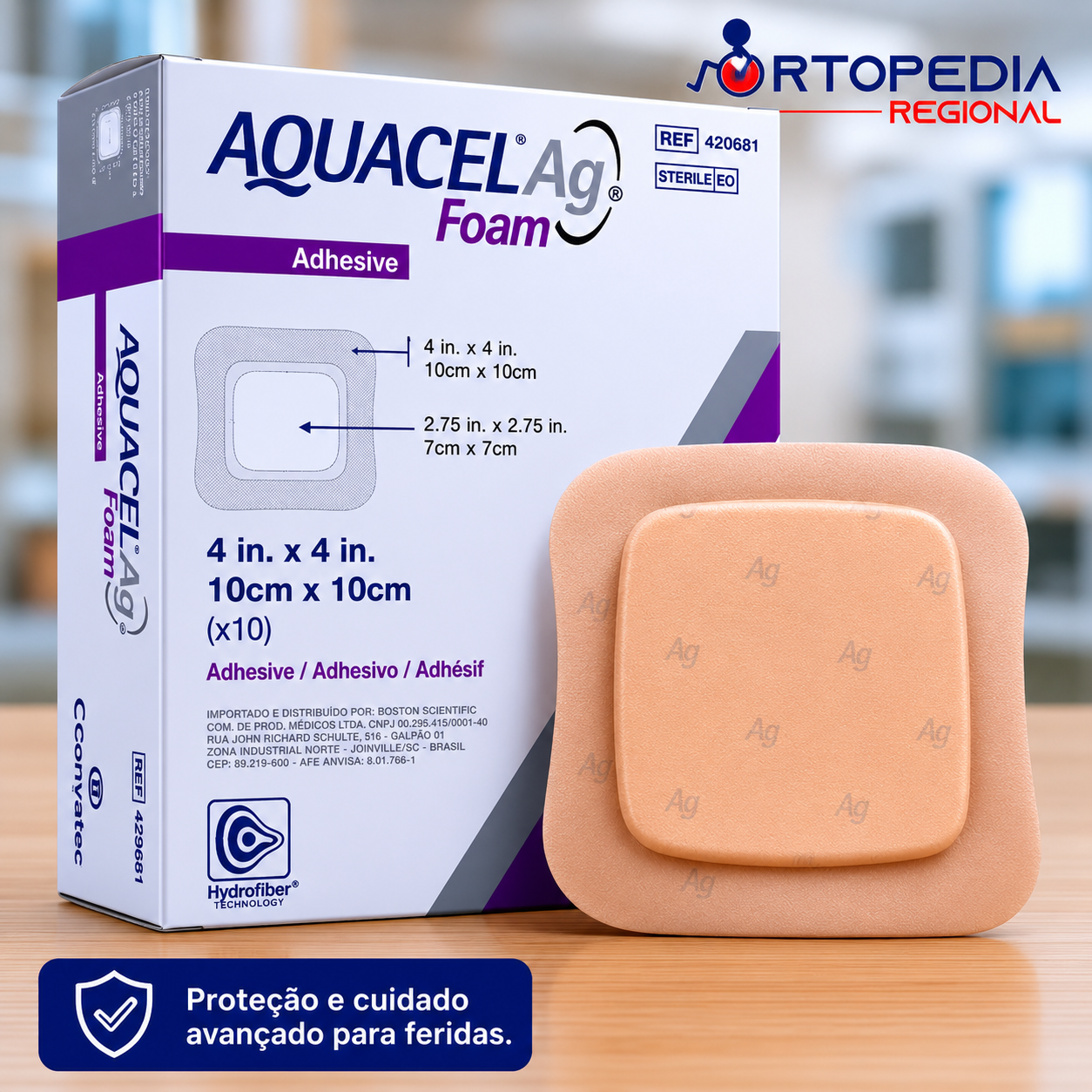 CURATIVO AQUACEL FOAM ADHESIVE 10X10 - CONVATEC