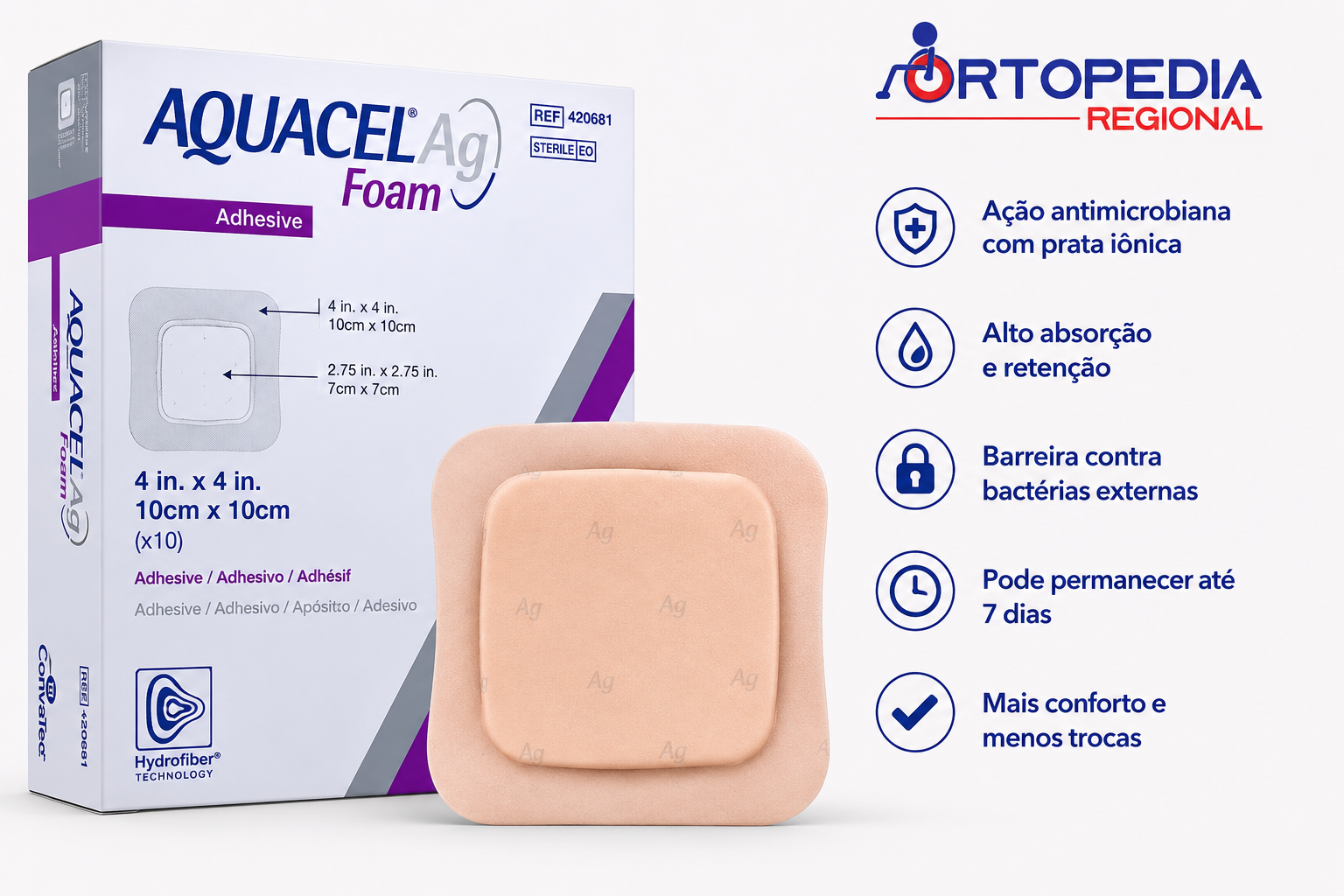 CURATIVO AQUACEL FOAM ADHESIVE 10X10 - CONVATEC - Imagem 4