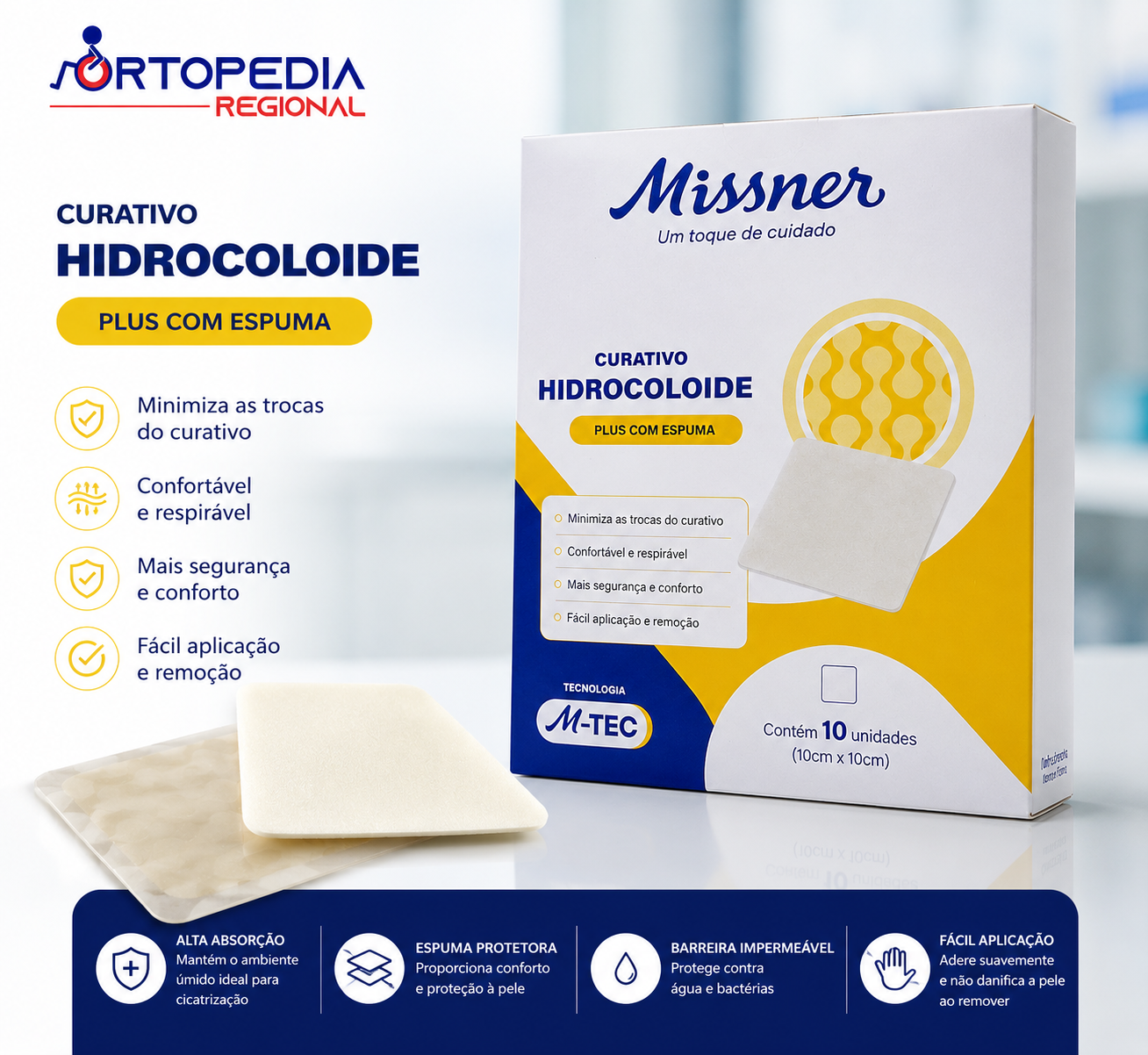 CURATIVO HIDROCOLOIDE PLUS C/ESPUMA - M-TEC - Imagem 2