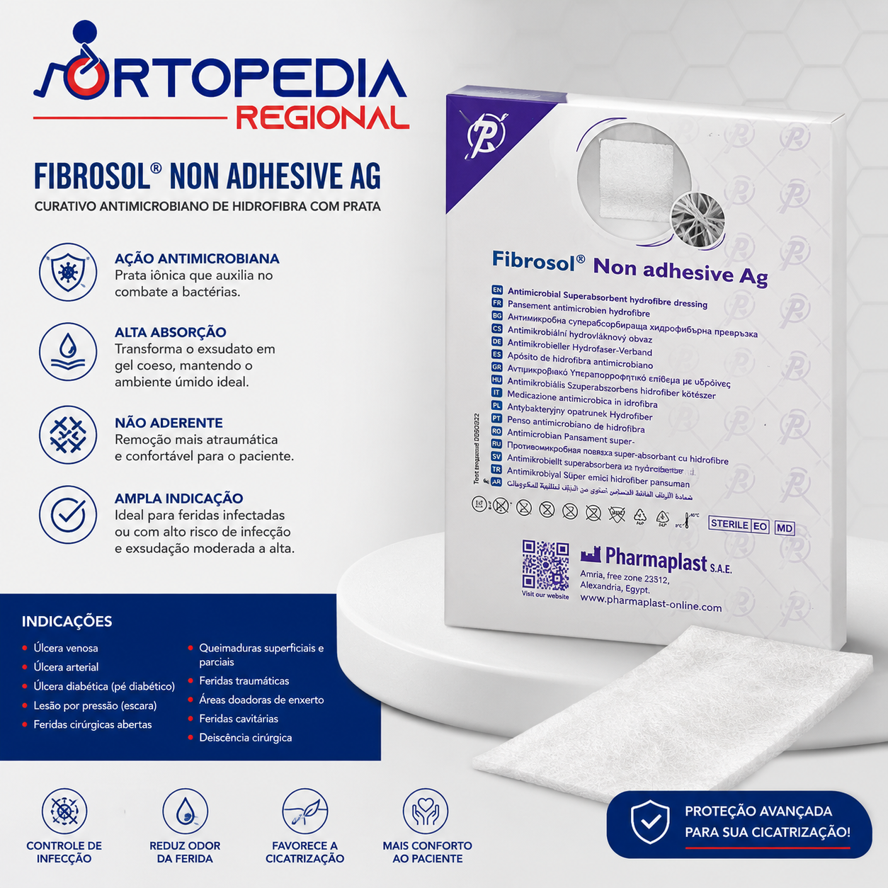 CURATIVO FIBROSOL AG NAO ADESIVO 10X10 - PHARMAPLAST - Imagem 4